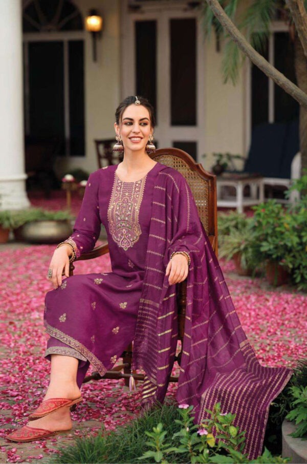 Haute Couture- Designer 3pcs kurti set - Purple