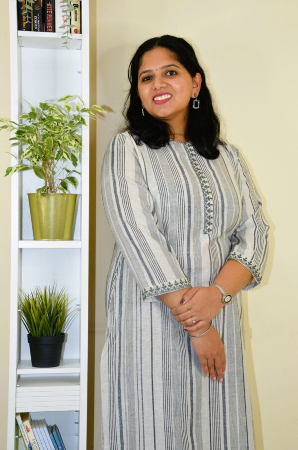 Zaveriya- Digital printed linen kurti, 2pcs set - Black