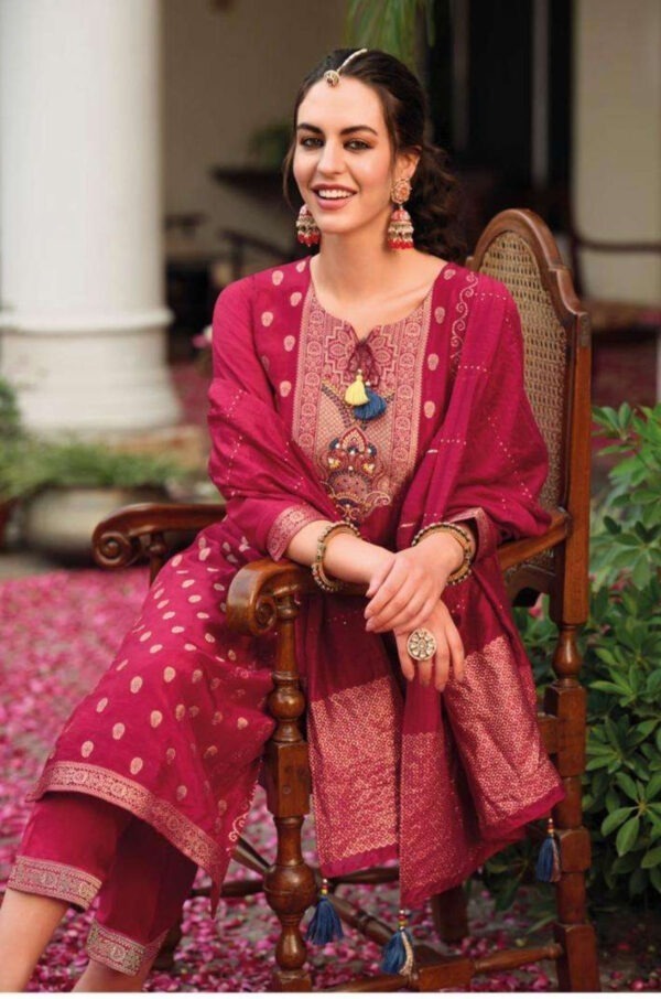 Haute Couture- Designer 3pcs kurti set - Red