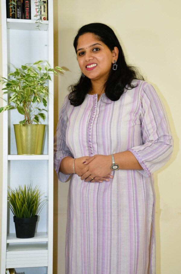 Zaveriya- Digital printed linen kurti  2pcs set -Lavender