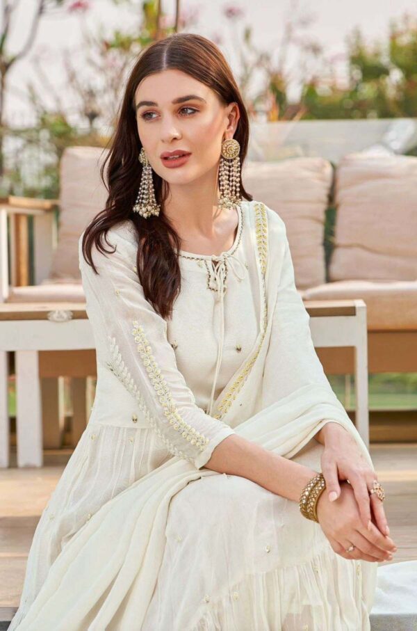 Sassy Sequins- Fushion Khatli work 2pcs gown set - White