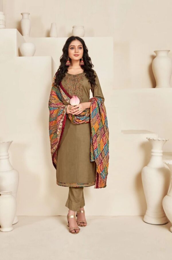 Salwar Material Online | Rayon Slub Embroidery Salwar Material