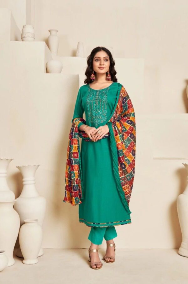 Salwar Material Online | Rayon Slub Embroidery Salwar Material