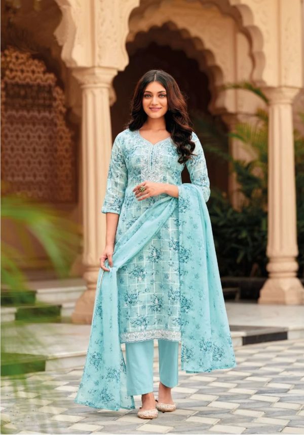 Zaveriya -Simple thread work Kurti with bottom dupatta, 3pcs set.