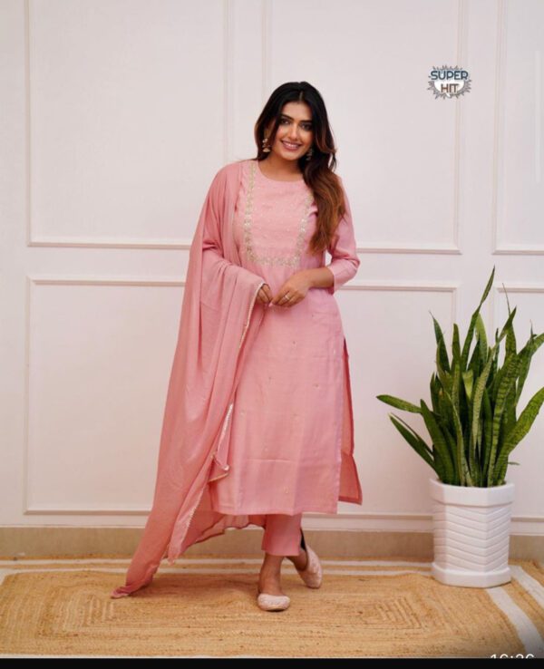 Rayon slub peach salwar set