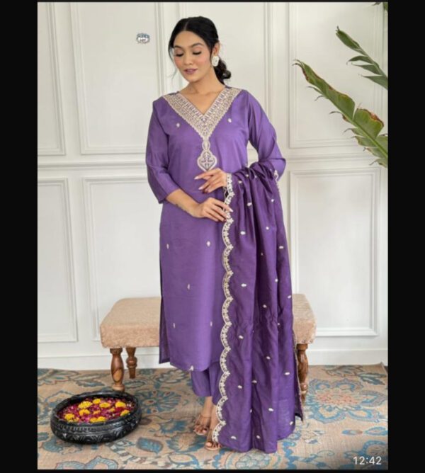 chanderi lavender festive set