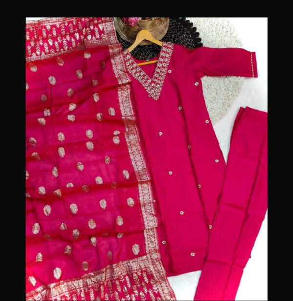 Rani Pink Chanderi festive set
