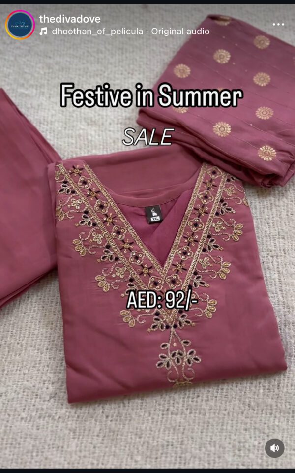 Onion pink chanderi festive set