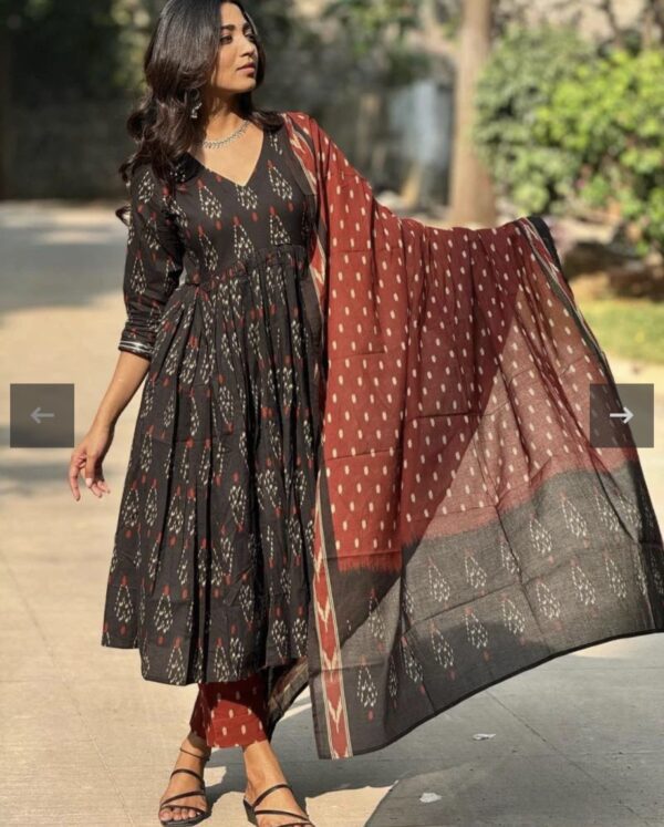 cotton blend ikkat black red