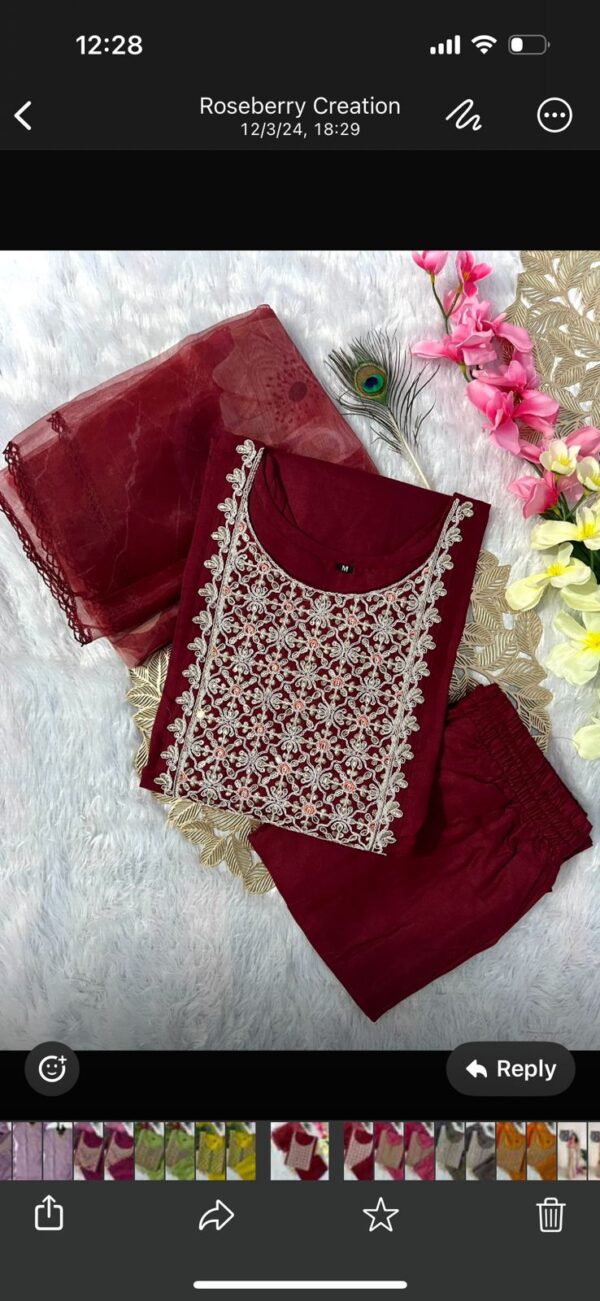 Cotton slub marroon set