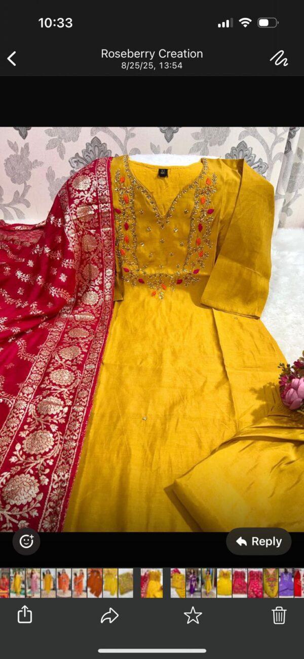 Roman silk golden with pink set