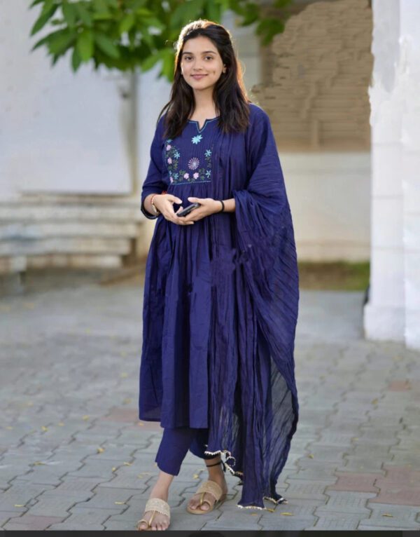 Viscose A Line floral blue set