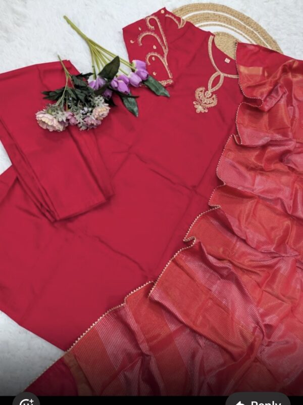 chanderi silk red colour